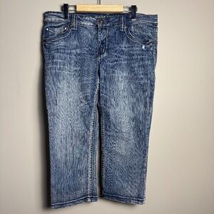 HYDRAULIC Vintage Denim Women's Distressed‎ Cropped Blue Jeans Size Tag: 17/18